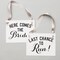 Ritzy Rose 2 Funny Ring Bearer Sign - Black on 11x8in White Linen Cardstock with Gray Ribbon